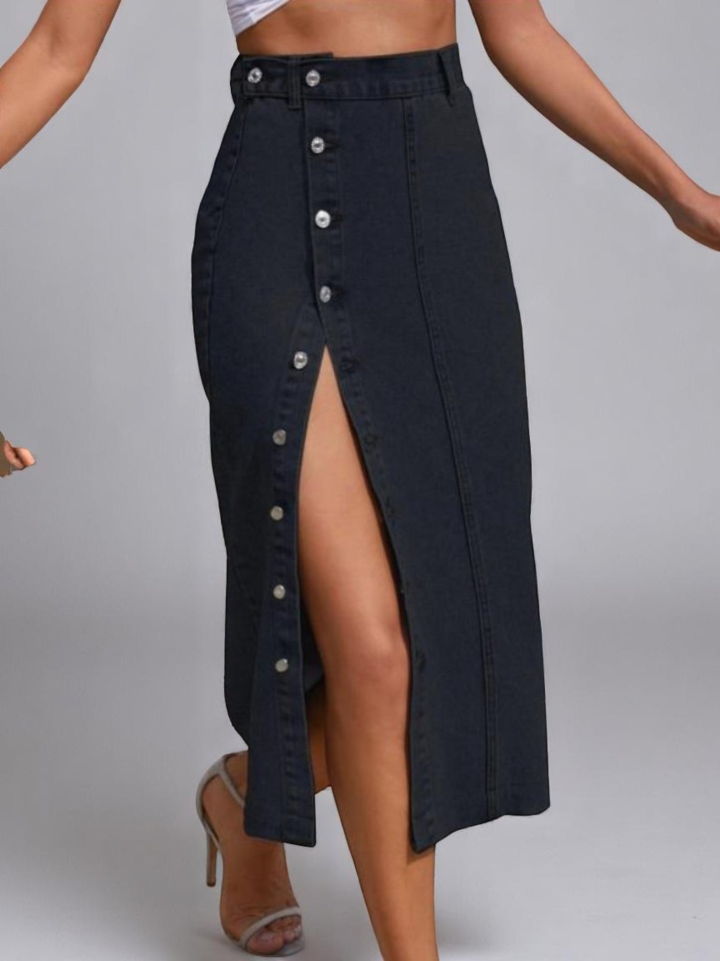 Midi Skirt with High Botton Slit