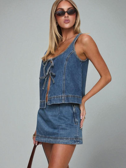 Denim Skort Mid Wash