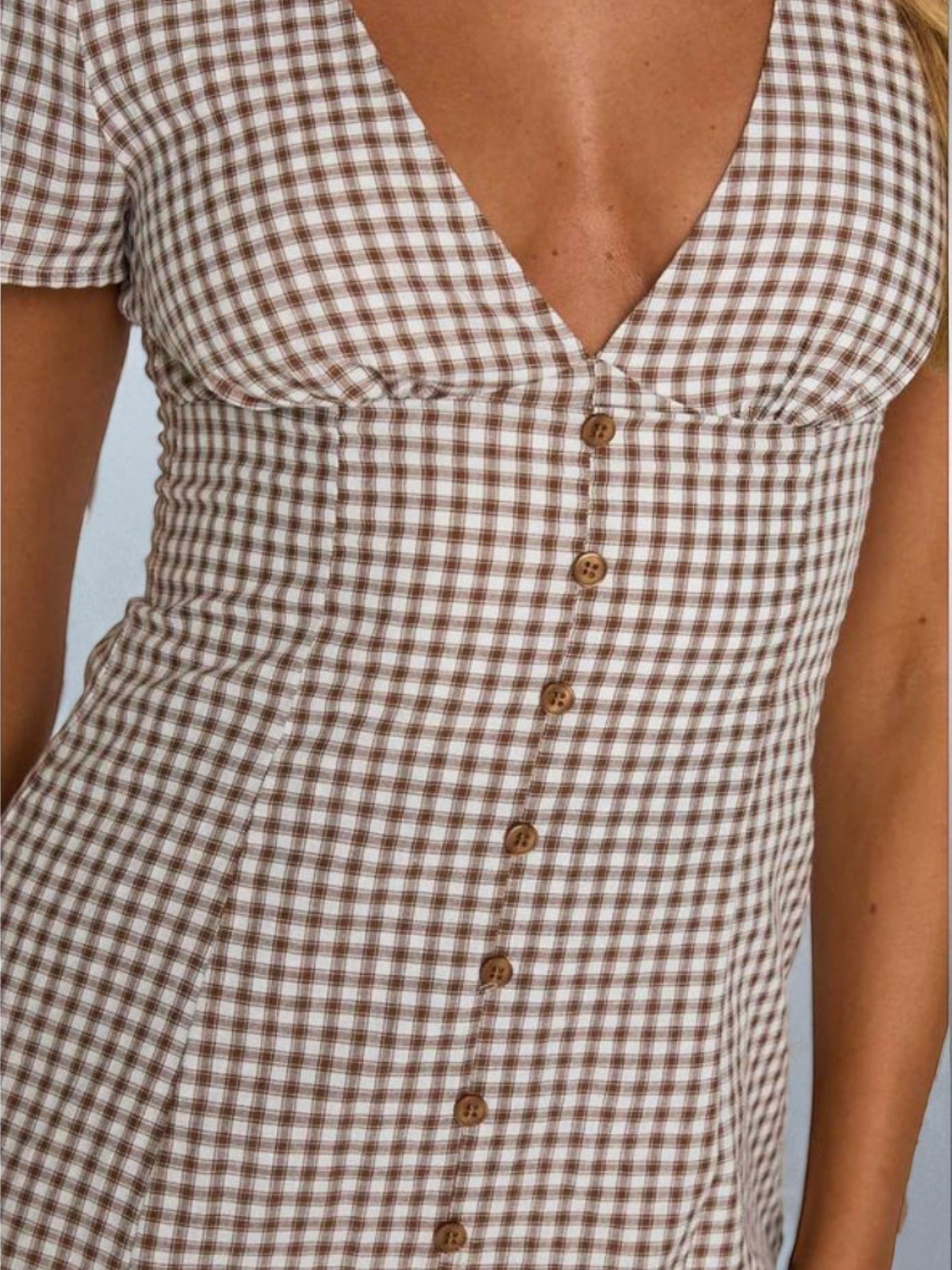 Buttoned Plaid Dress